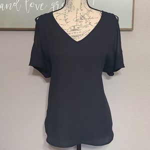 Pink Republic Black Cold Shoulder Flowy Top